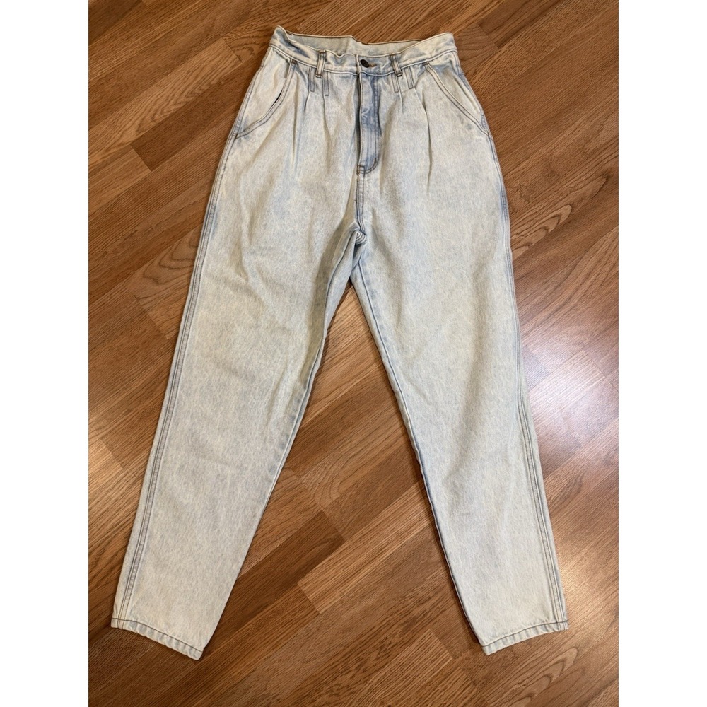 Vintage 80s 90s Bill Blass high waist pleated taper leg jeans Sz 10 Light Wash